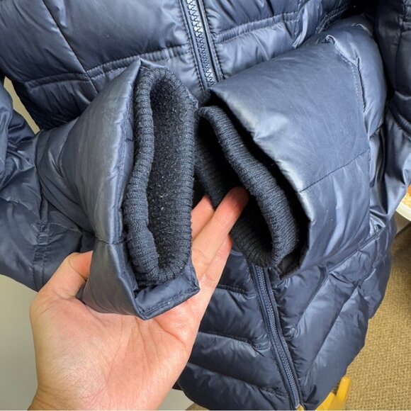 Cleo Navy Blue Long Feather Down Puffer Coat with Faux Fur Hood - Picture 9 of 15